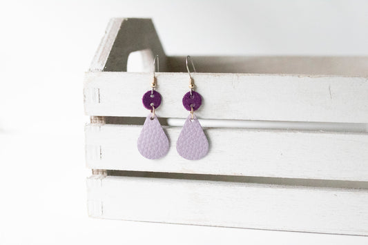 Leather Earrings / Droplets / Hyacinth