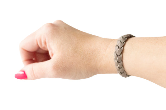 Braided Leather Bracelet / Matte Gray