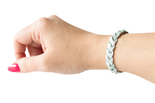 Braided Leather Bracelet / Silk