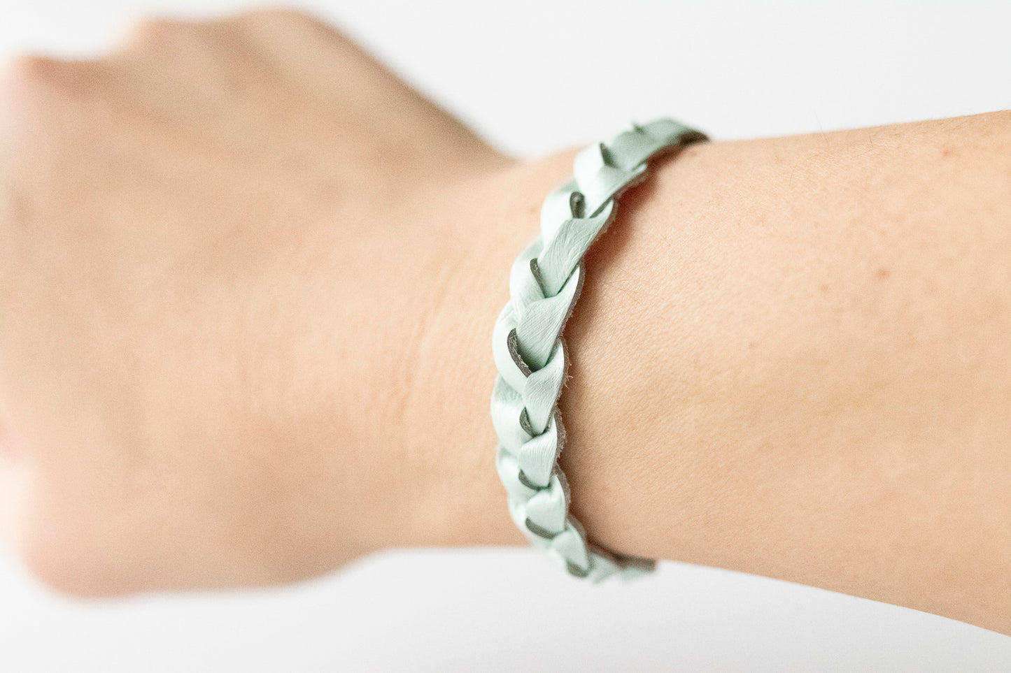 Braided Leather Bracelet / Silk
