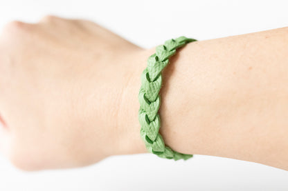 Braided Leather Bracelet / Jungle Green
