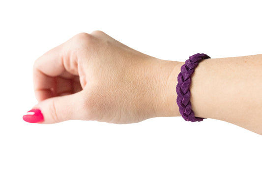 Braided Leather Bracelet / Bright Plum Sparkle