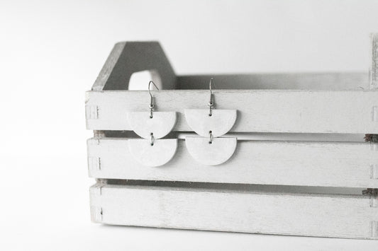 Leather Earrings / Demi Luna / Silver Clouds