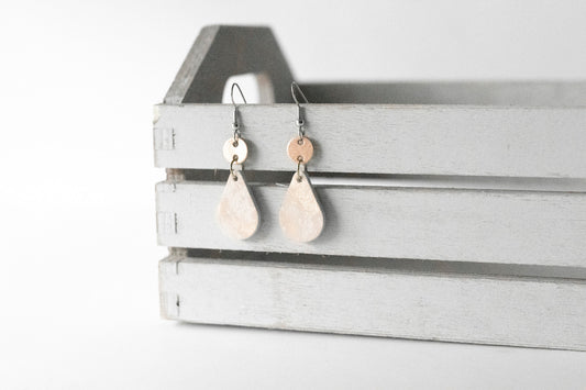 Leather Earrings / Droplets / Summer Opal