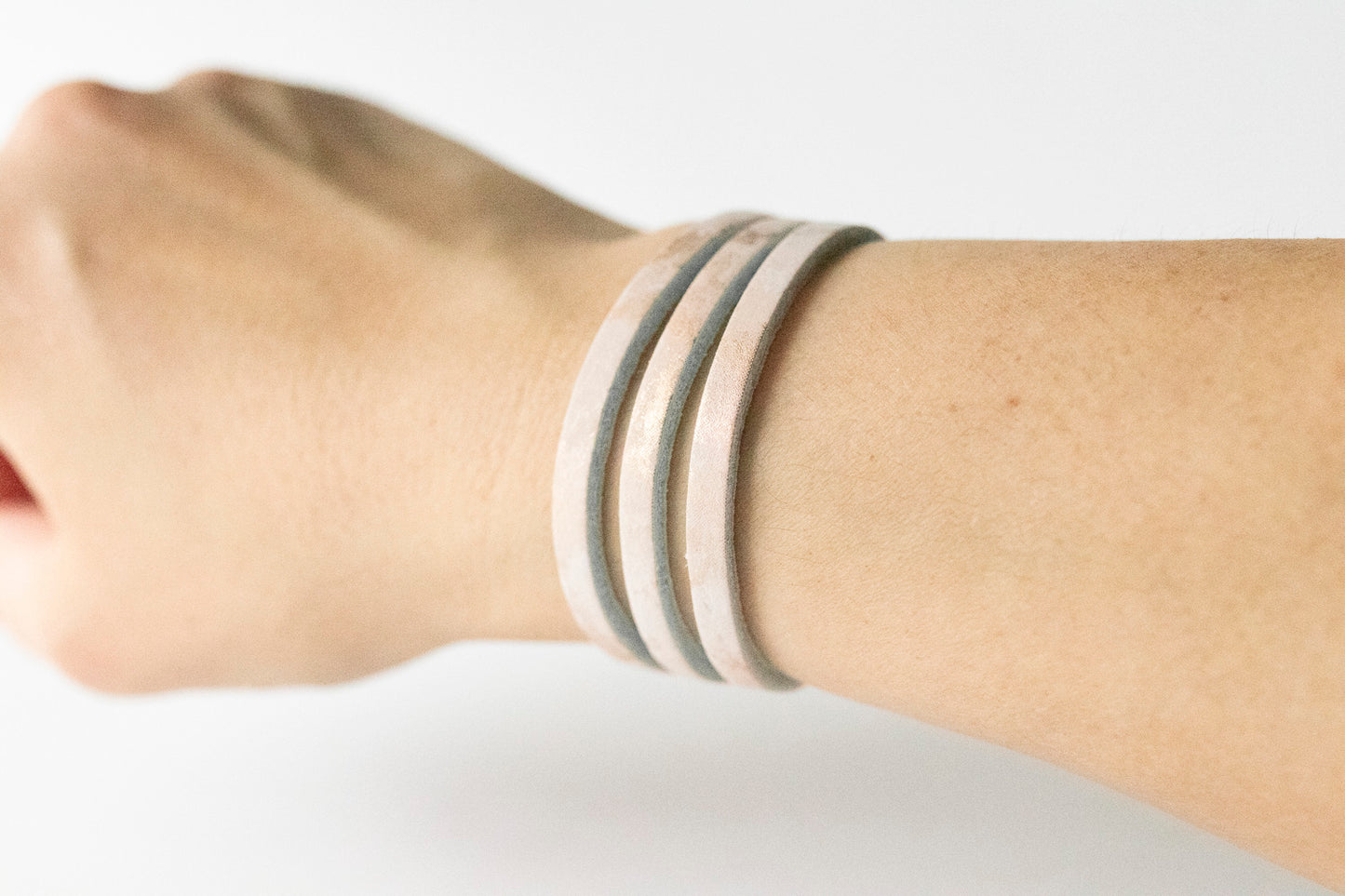 Leather Bracelet / Ultra Skinny Sliced Cuff / Summer Opal