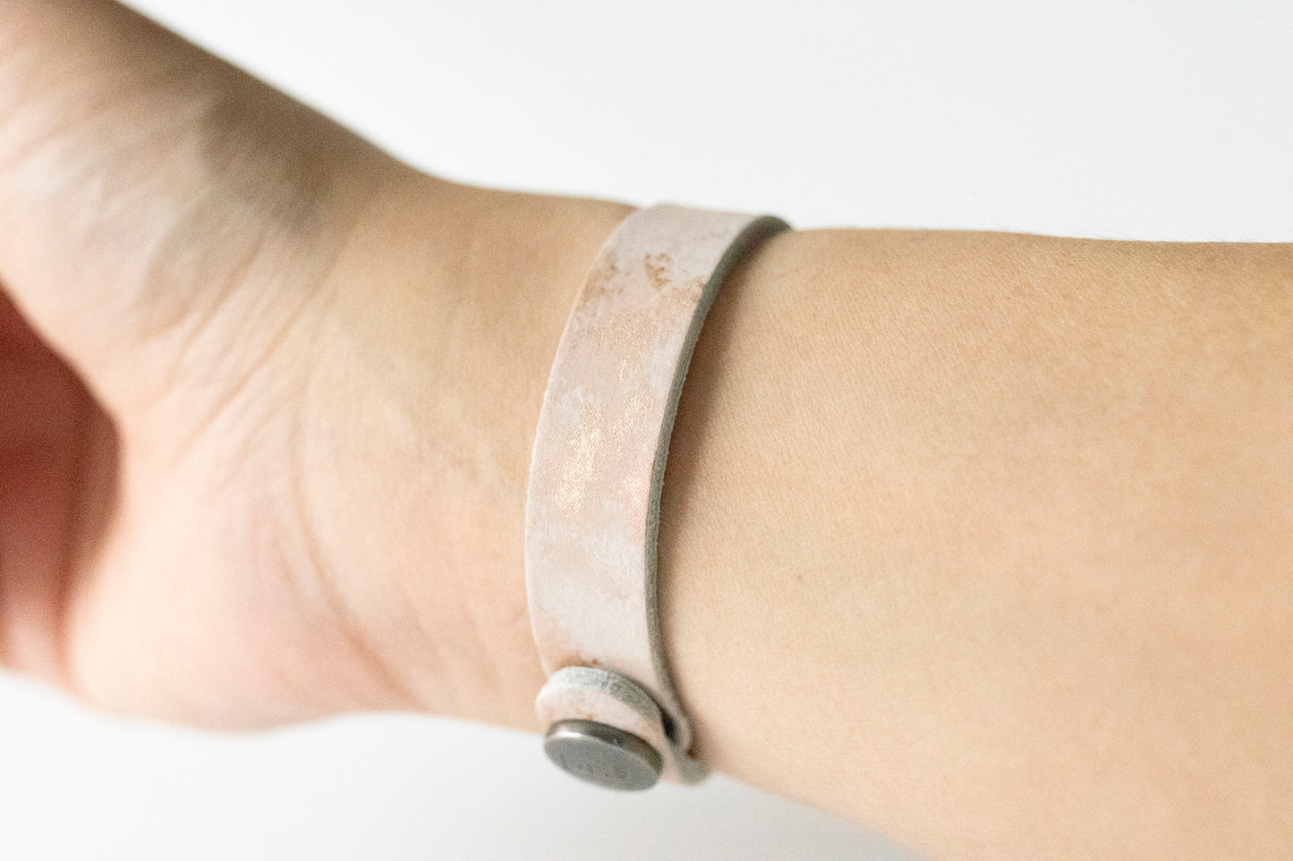 Leather Bracelet / Skinny Slim Cuff / Summer Opal