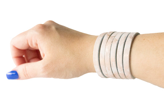 Leather Bracelet / Original Sliced Cuff / Summer Opal