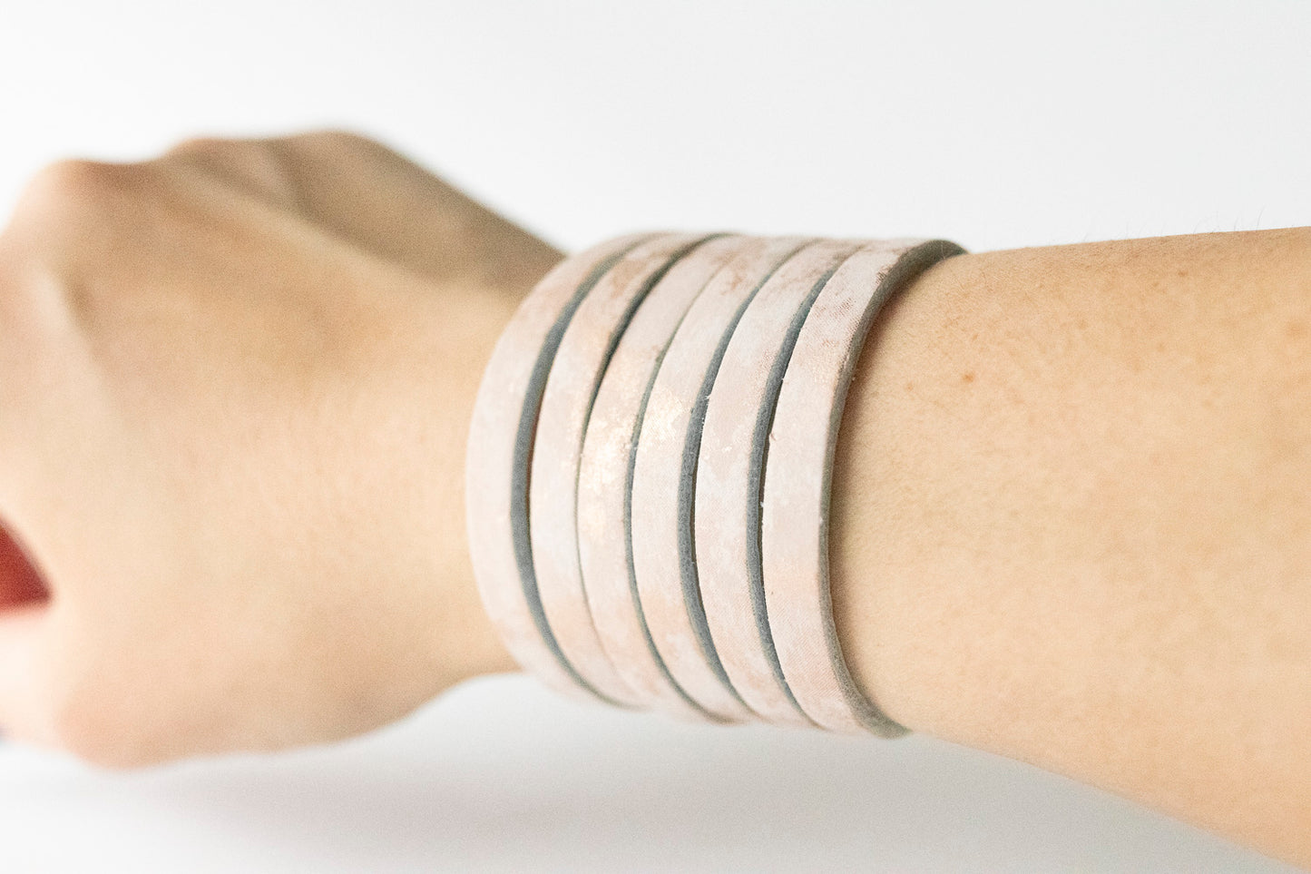 Leather Bracelet / Original Sliced Cuff / Summer Opal