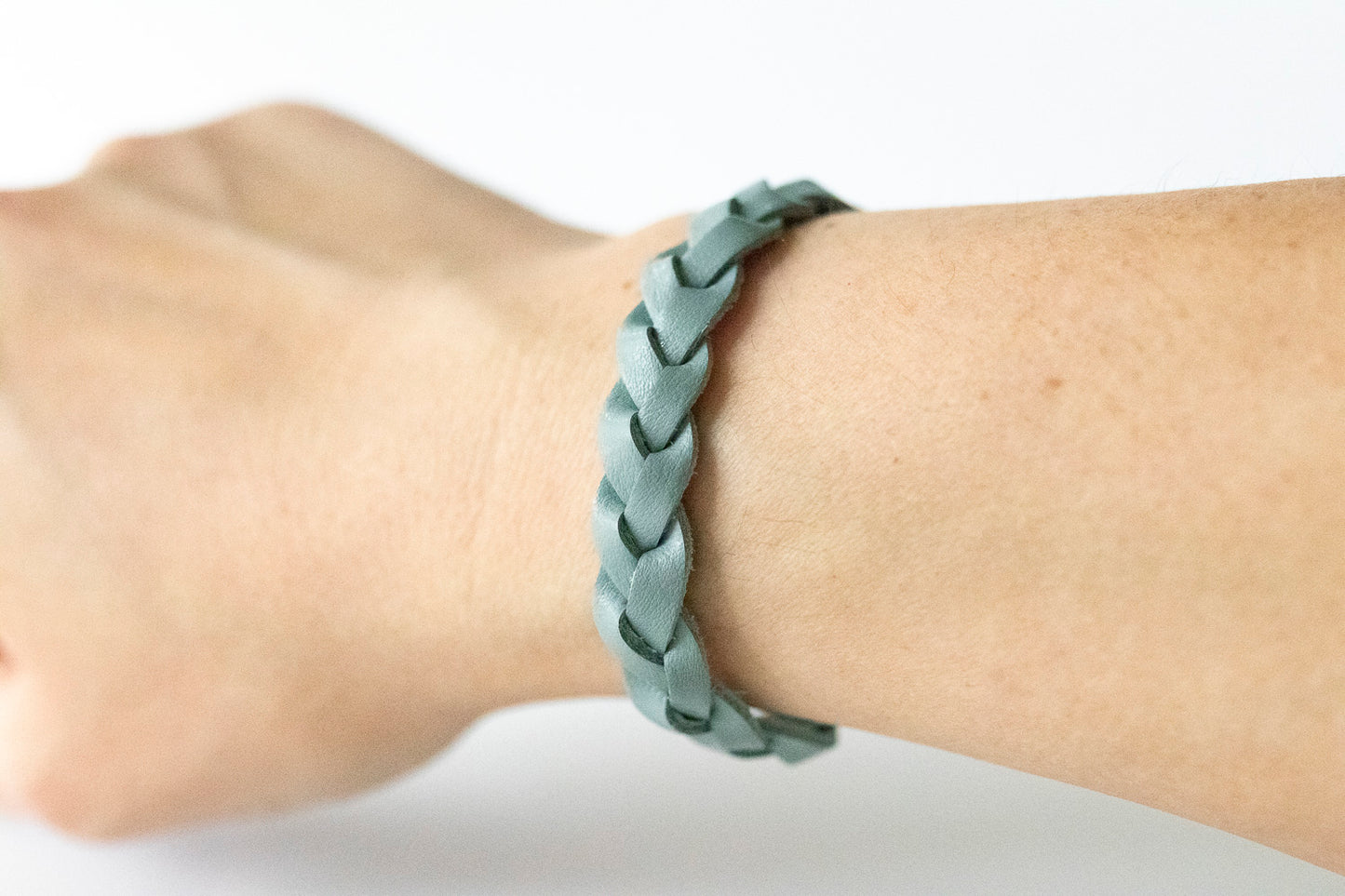 Braided Leather Bracelet / Big Sky Blue
