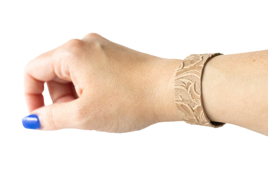 Leather Bracelet / Slim Cuff / Western Floral