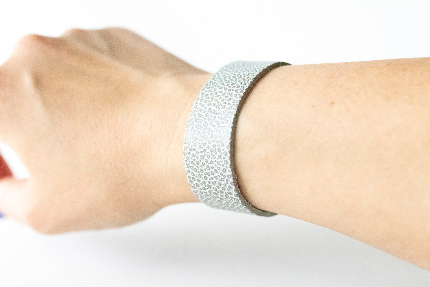 Leather Bracelet / Slim Cuff / Silver Fox