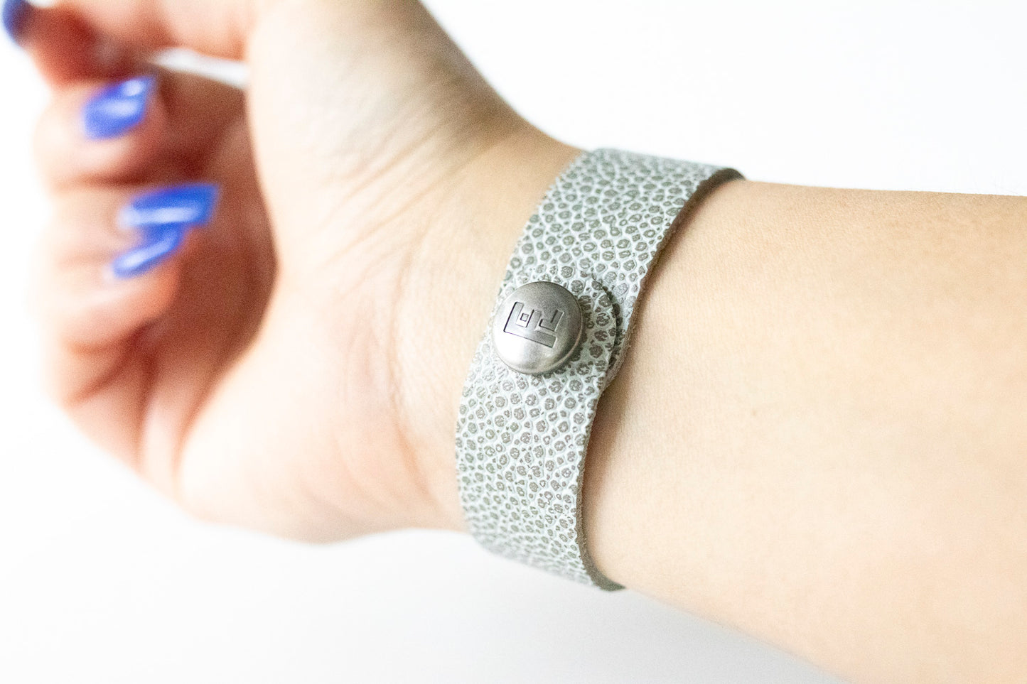 Leather Bracelet / Slim Cuff / Silver Fox