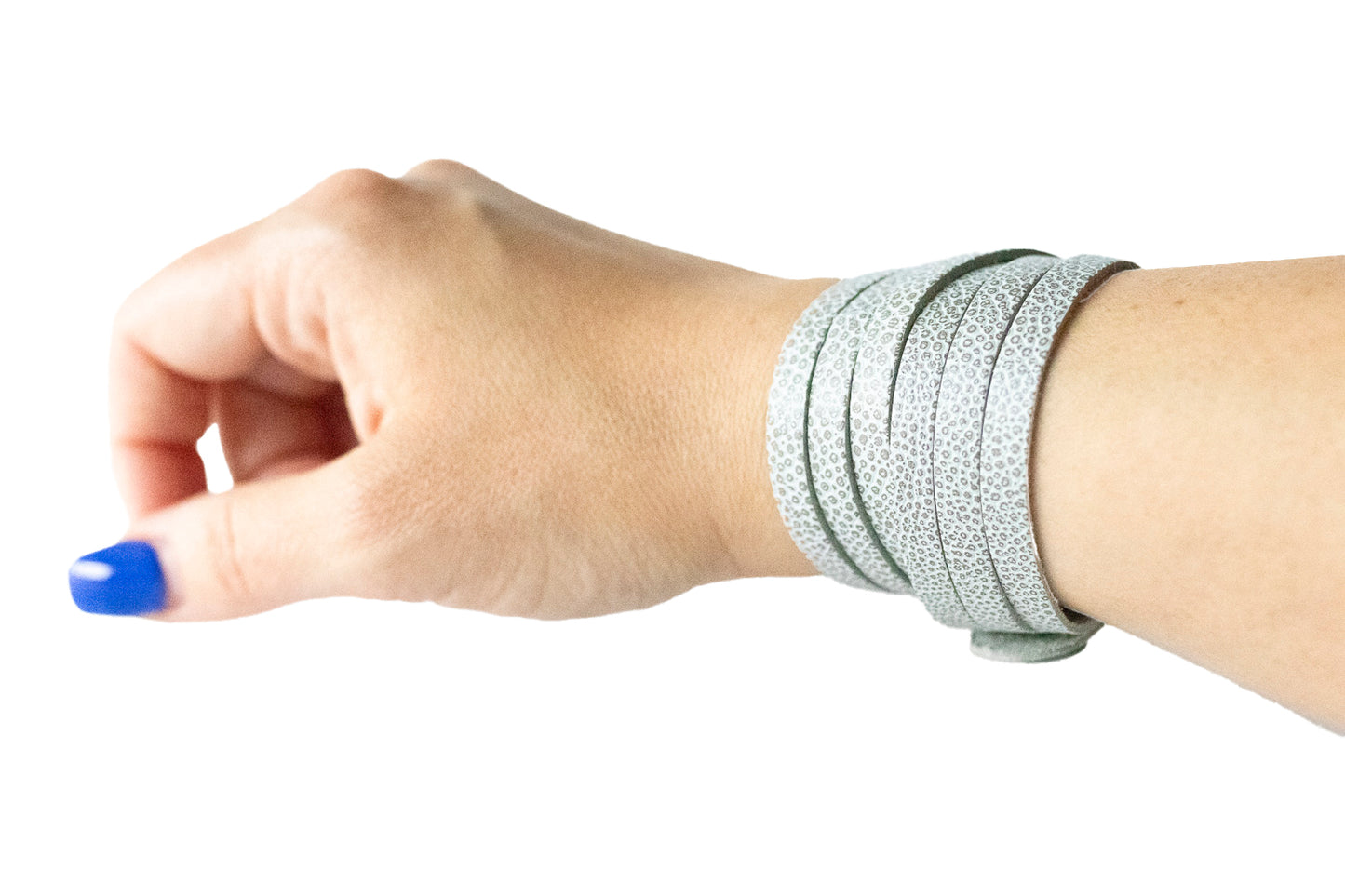 Leather Bracelet / Skinny Sliced Wrap Cuff / Silver Fox