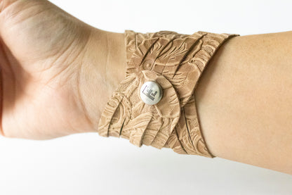 Leather Bracelet / Original Sliced Wrap Cuff / Western Floral