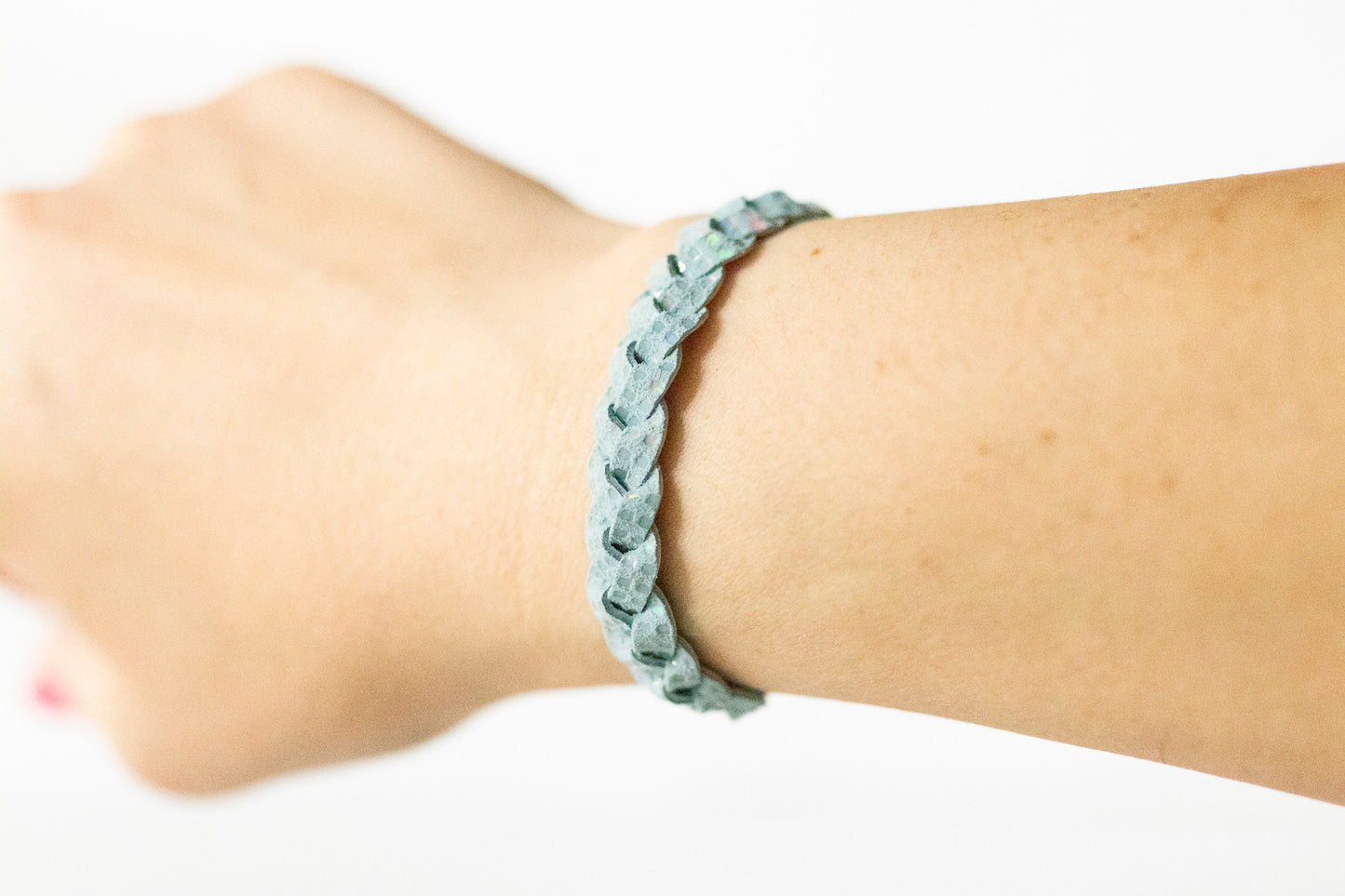 Braided Leather Bracelet / Poolside Sparkle