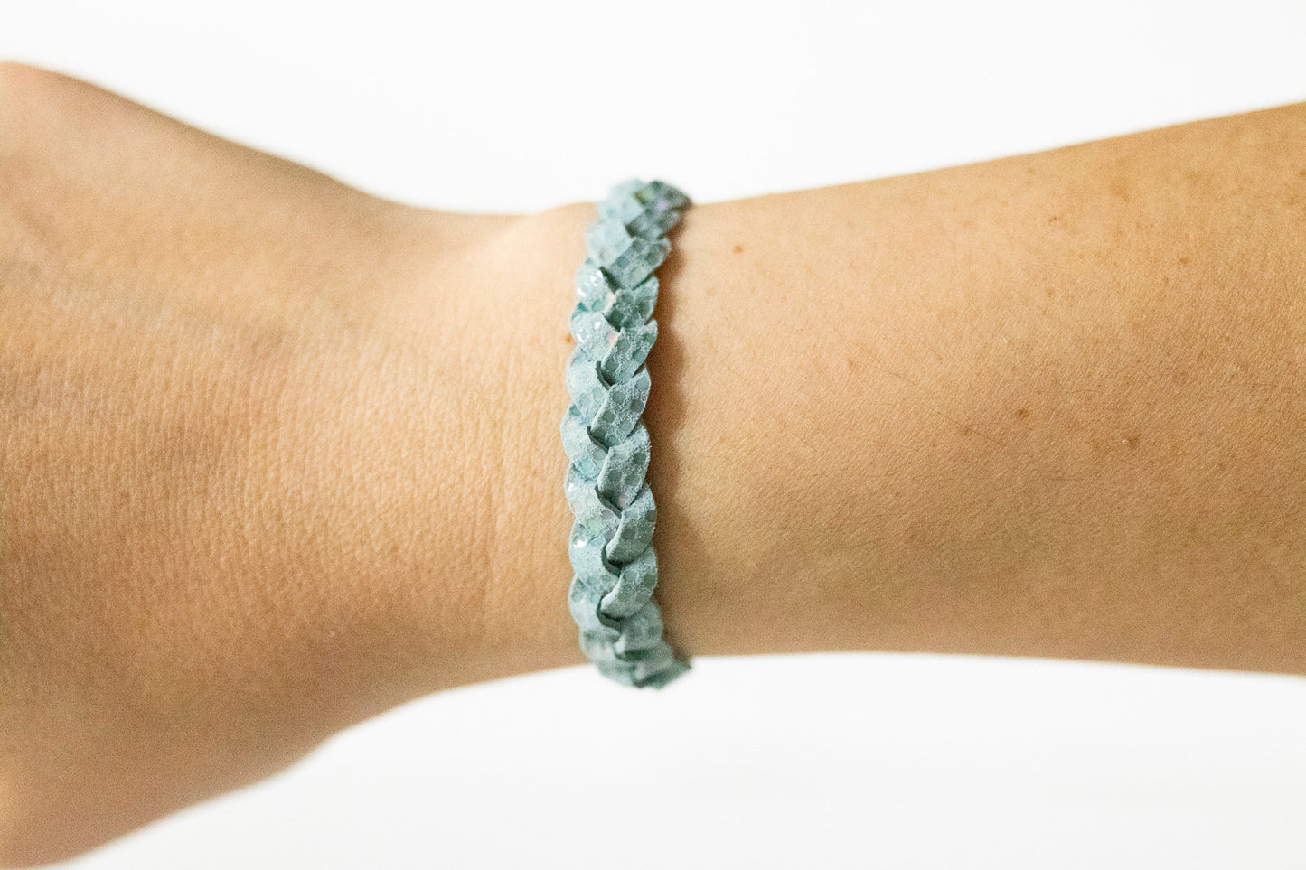 Braided Leather Bracelet / Poolside Sparkle