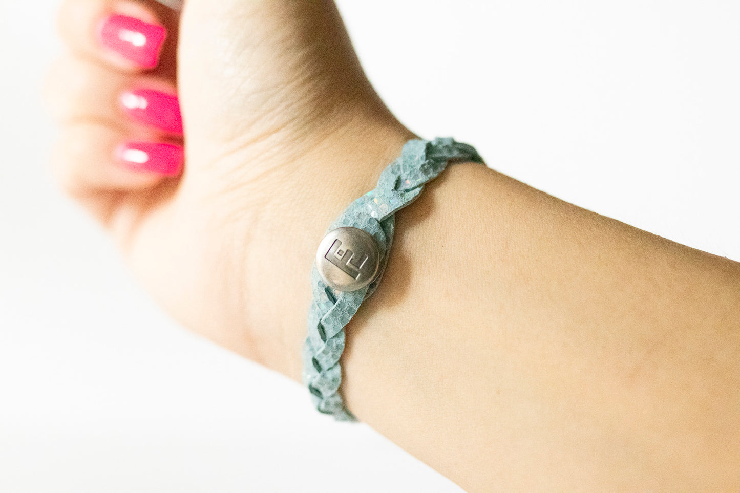 Braided Leather Bracelet / Poolside Sparkle