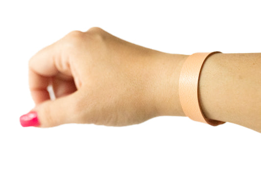 Leather Bracelet / Skinny Slim Cuff / Mum Orange