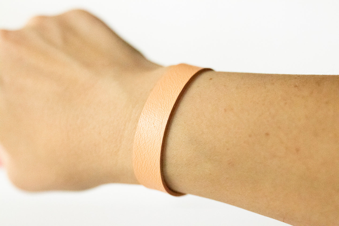 Leather Bracelet / Skinny Slim Cuff / Mum Orange