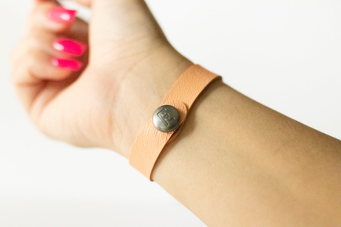 Leather Bracelet / Skinny Slim Cuff / Mum Orange