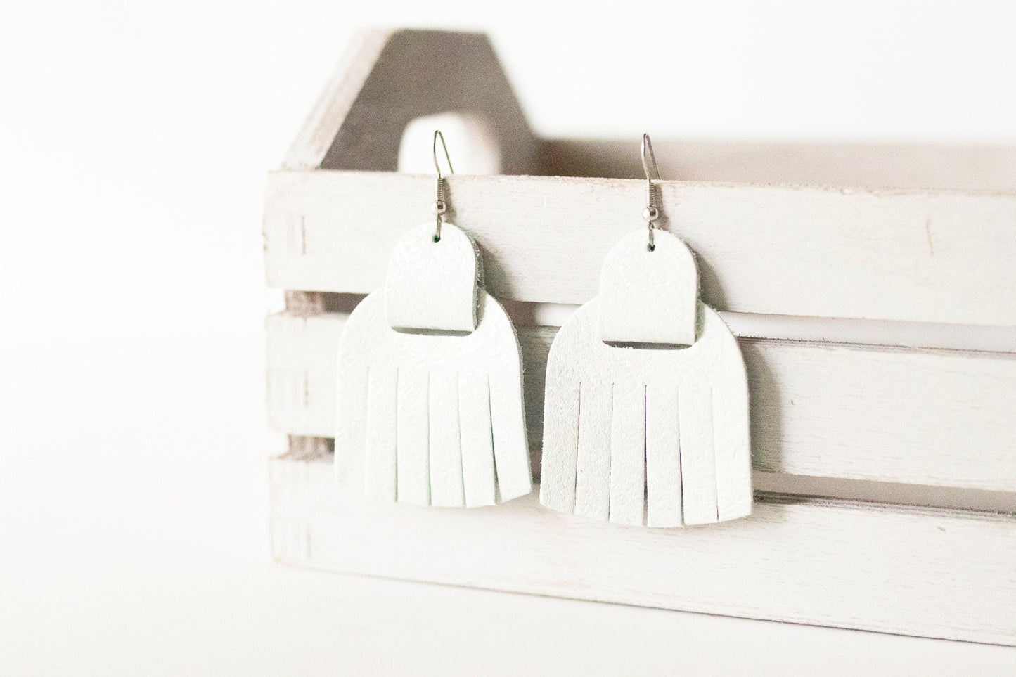 Leather Earrings / Fringies / Pastel Cloud