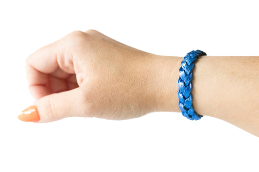 Braided Leather Bracelet / Soft Royal