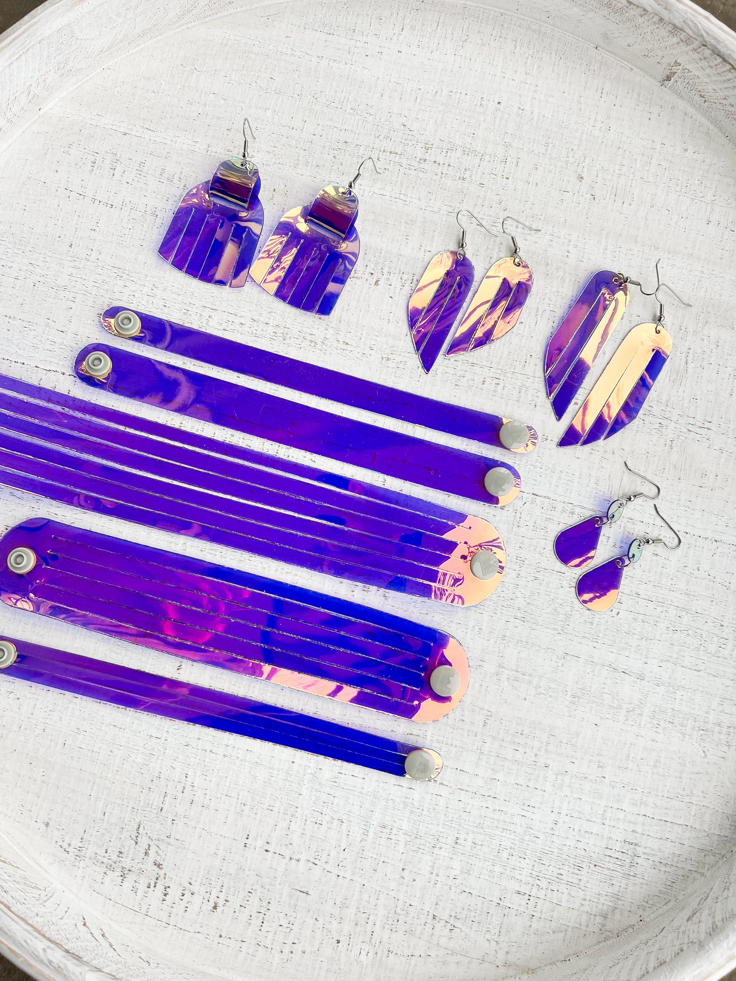 Leather Earrings / Fringe / Ube Jelly