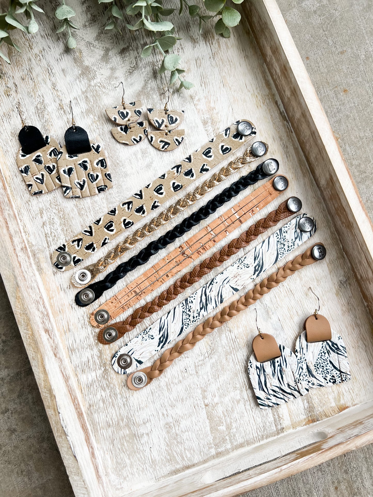 Leather Earrings / Fringies / Safari Cafe Cork
