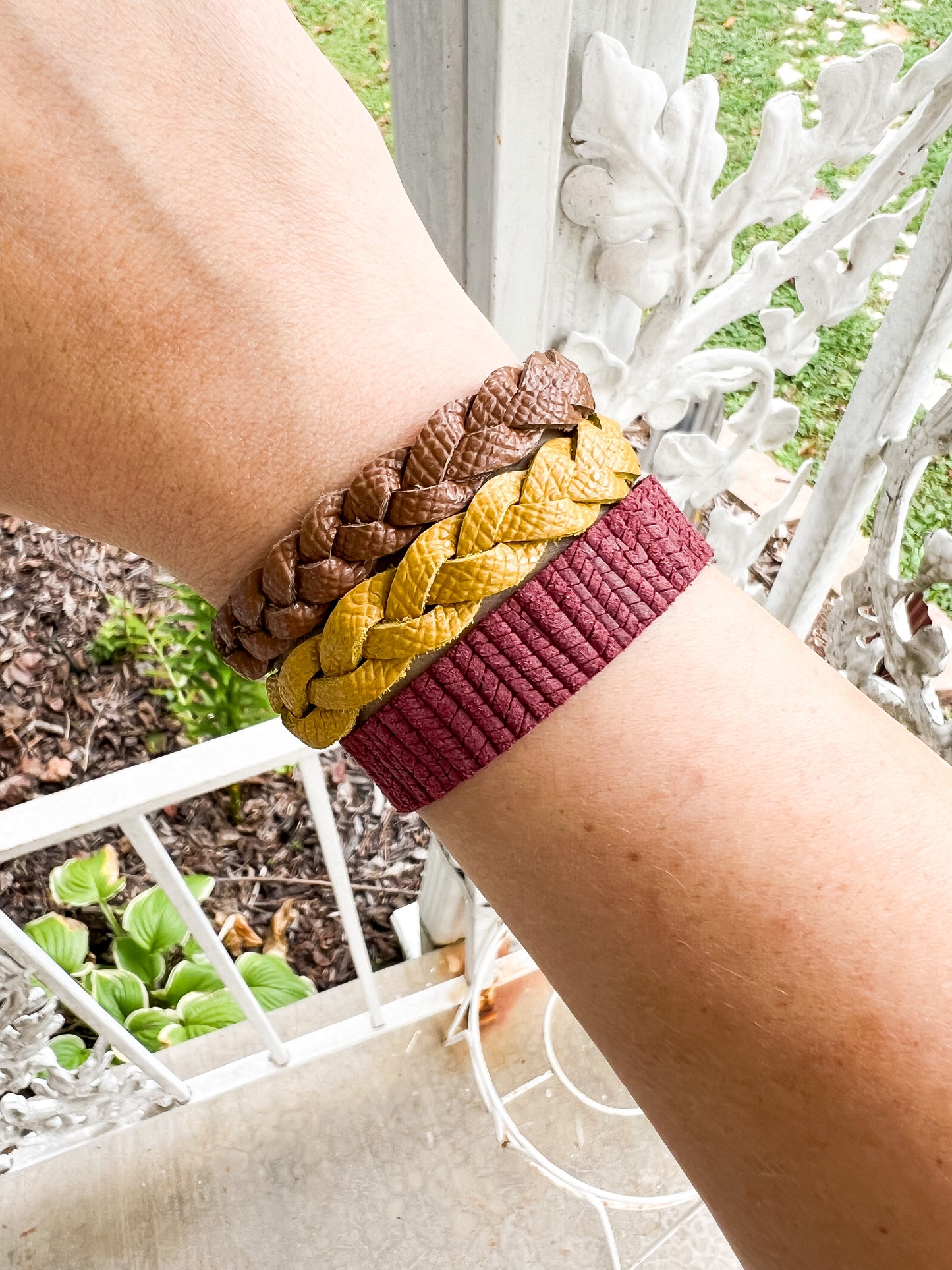 Leather Bracelet / Skinny Slim Cuff / Cranberry Sauce