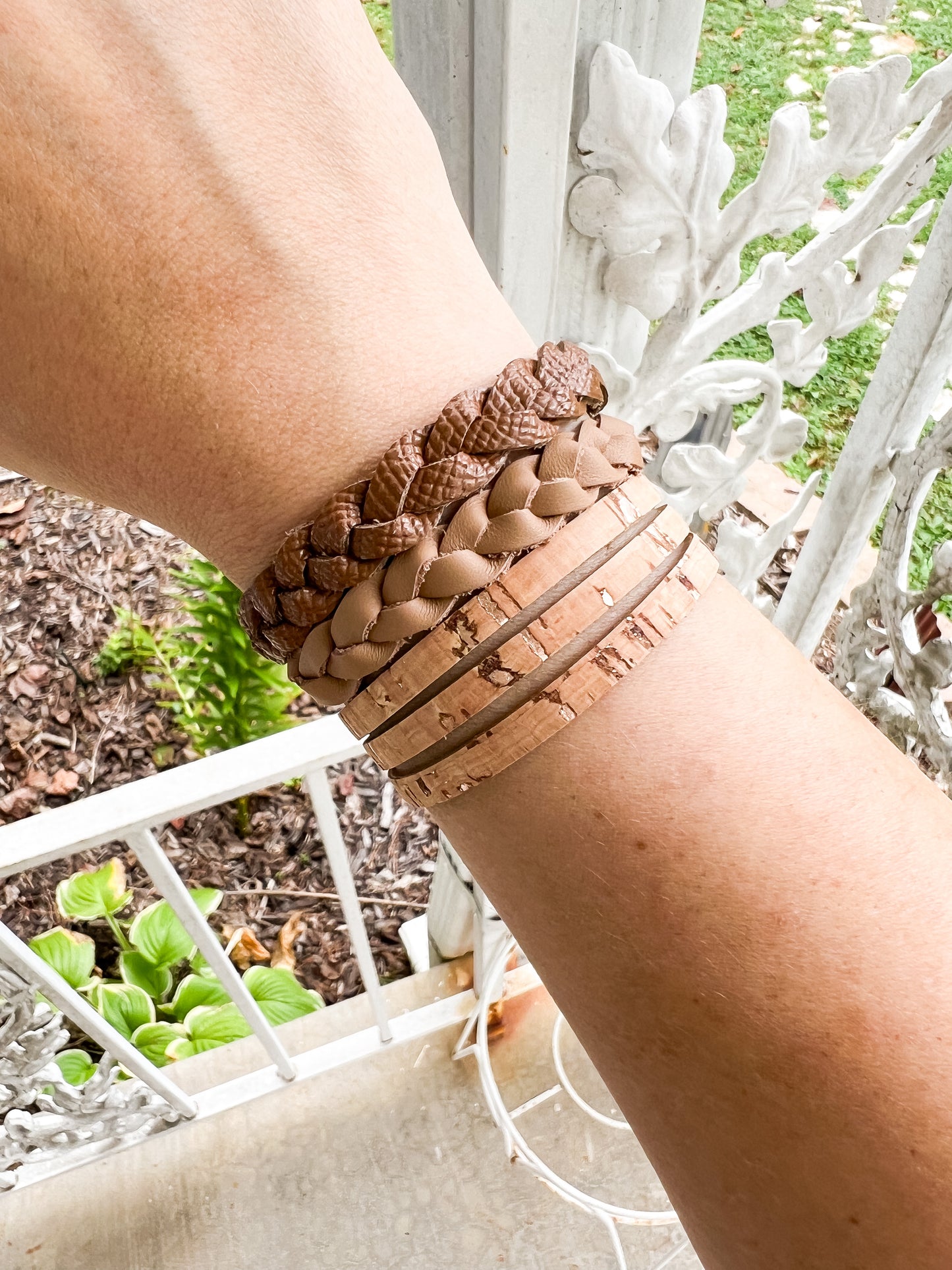 Braided Leather Bracelet / Nude