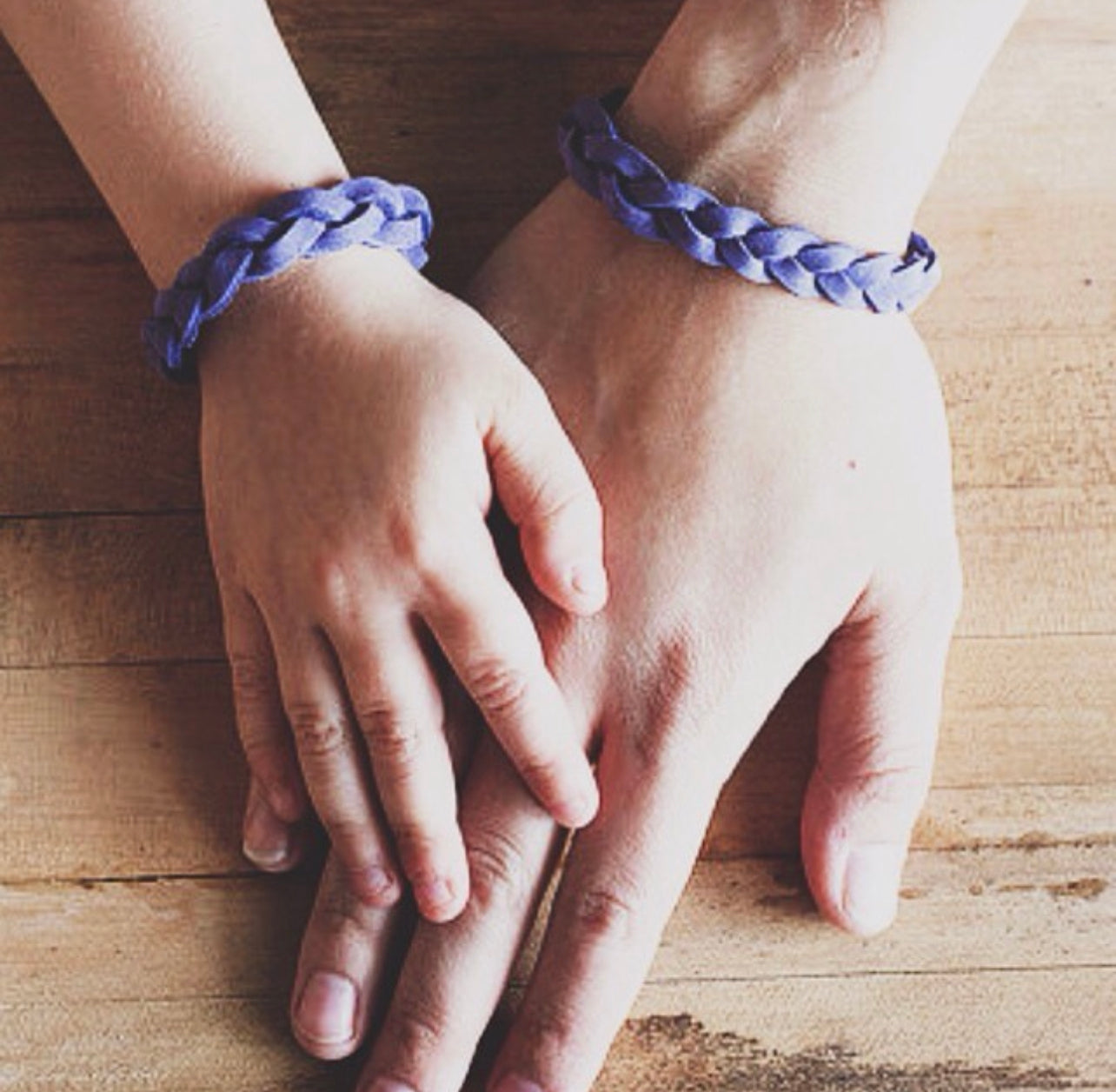 Braided Leather Bracelet / Navy Dots