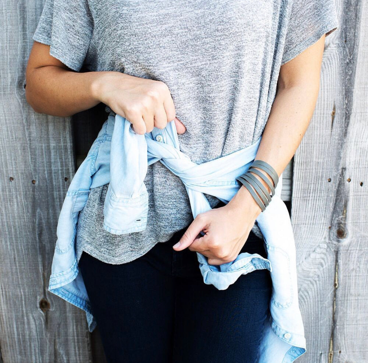 Leather Bracelet / Original Sliced Cuff / Big Sky Blue