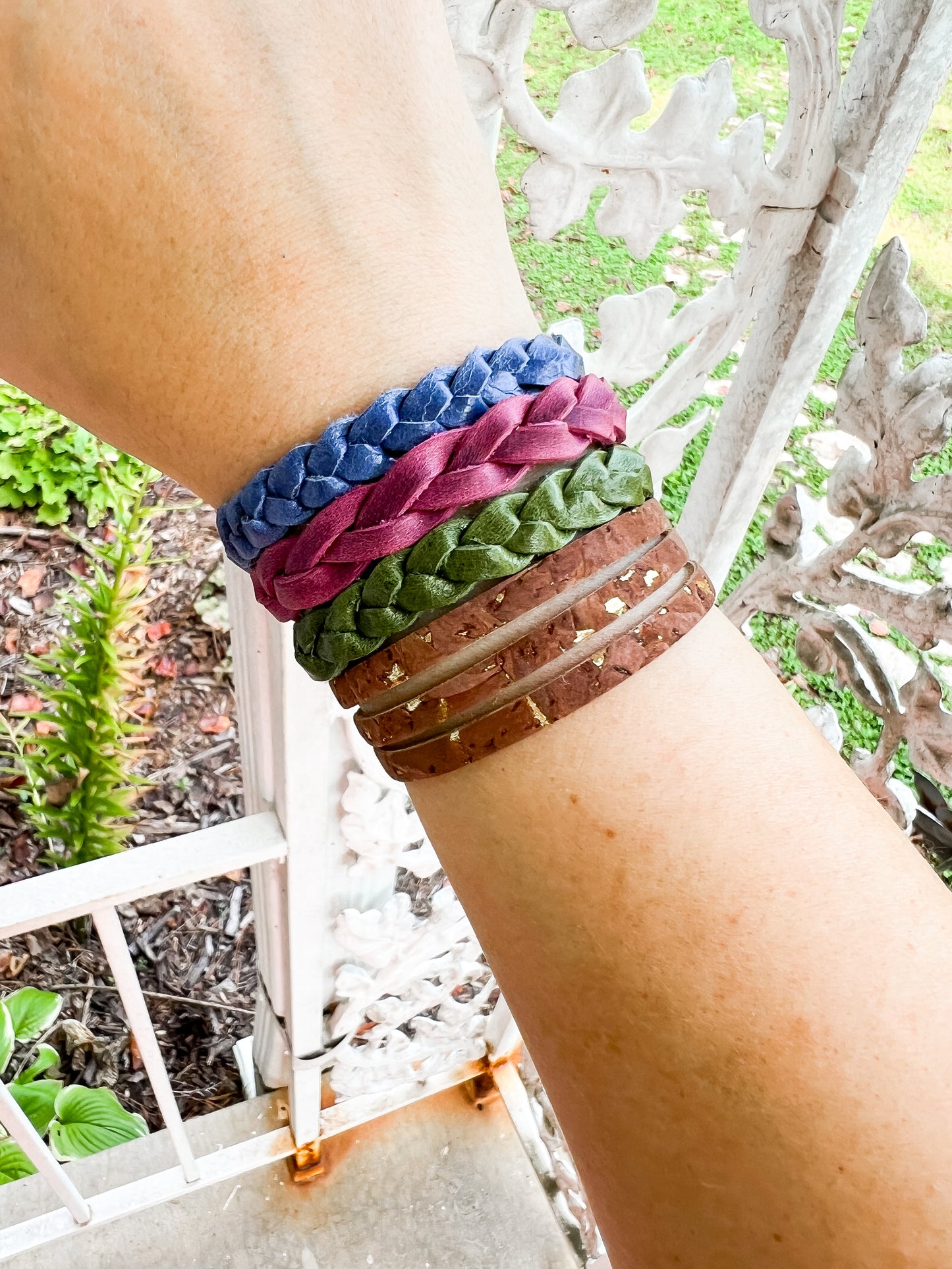 Braided Leather Bracelet / Irish Green