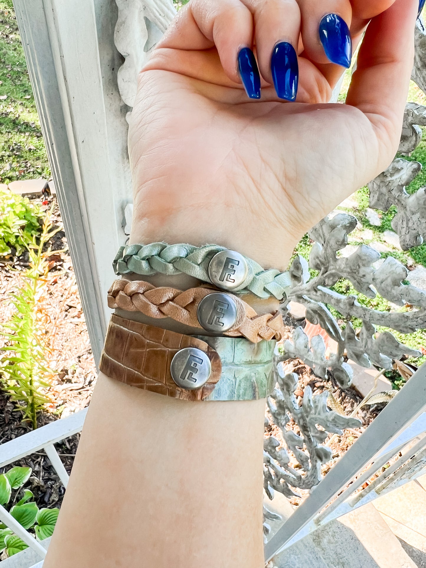 Leather Bracelet / Slim Cuff / Ombre Gator