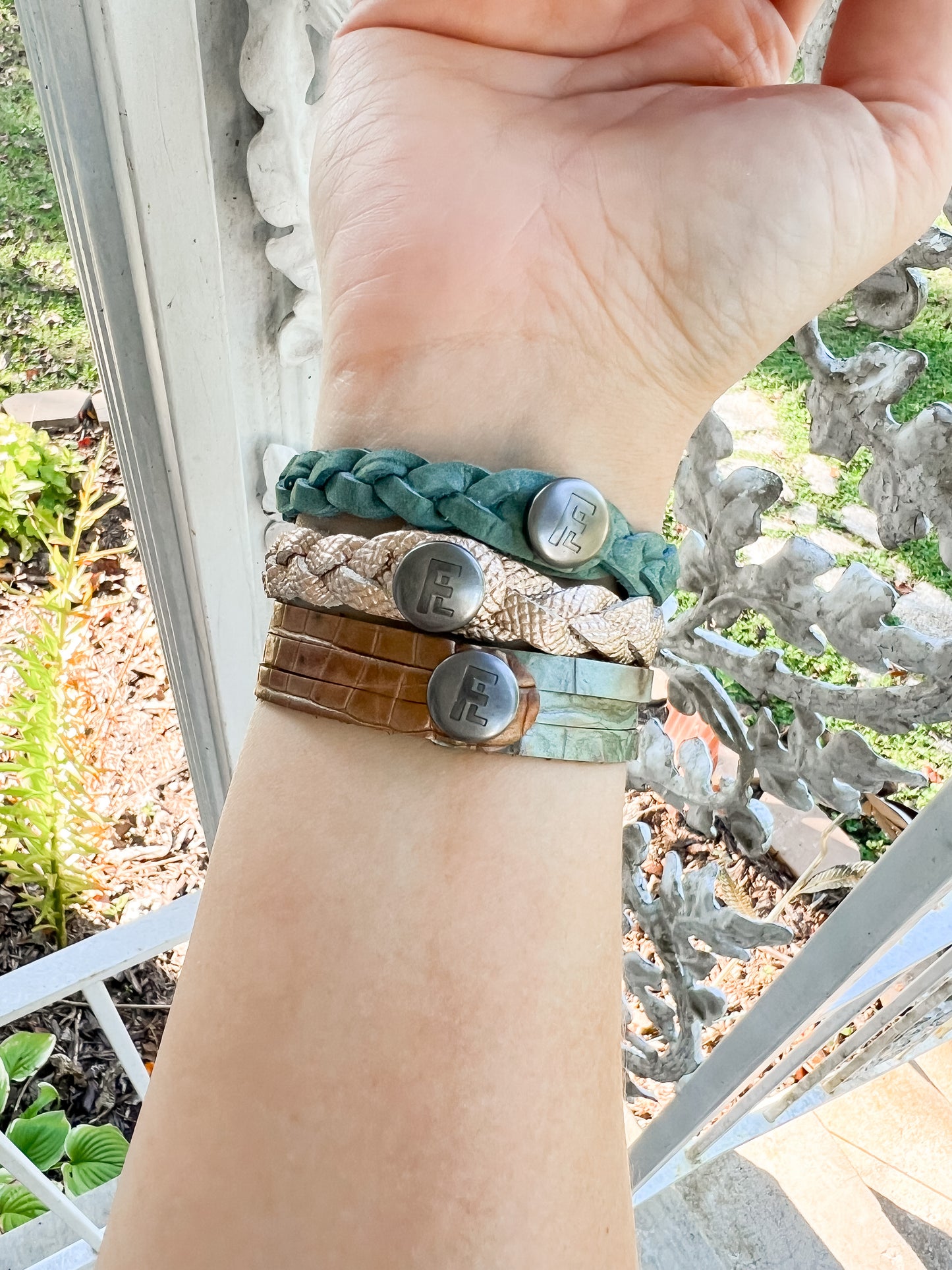 Braided Leather Bracelet / Seawater Nubuck