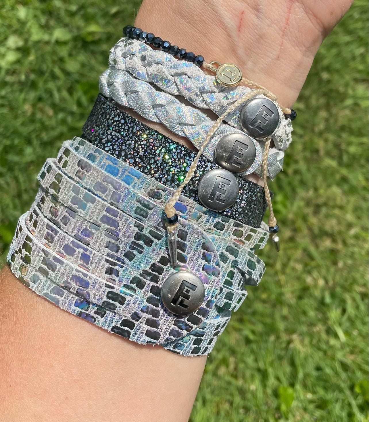 Braided Leather Bracelet / Celestial Shimmer