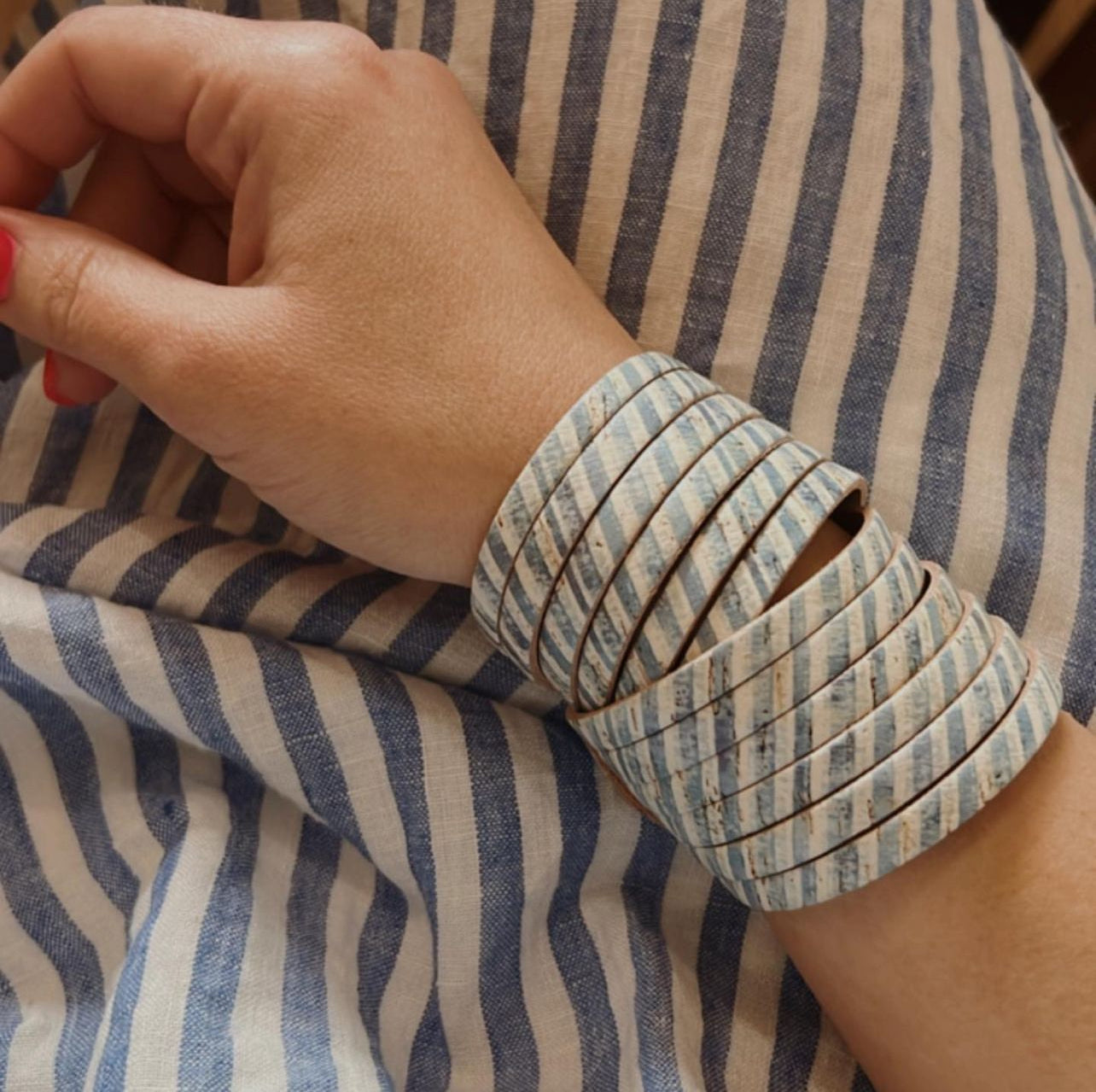 Leather Bracelet / Original Sliced Wrap Cuff / Autumn Blaze