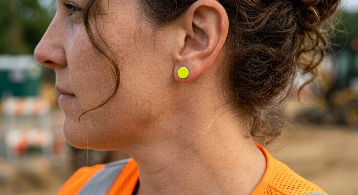 Leather Stud Earrings / Neon Yellow