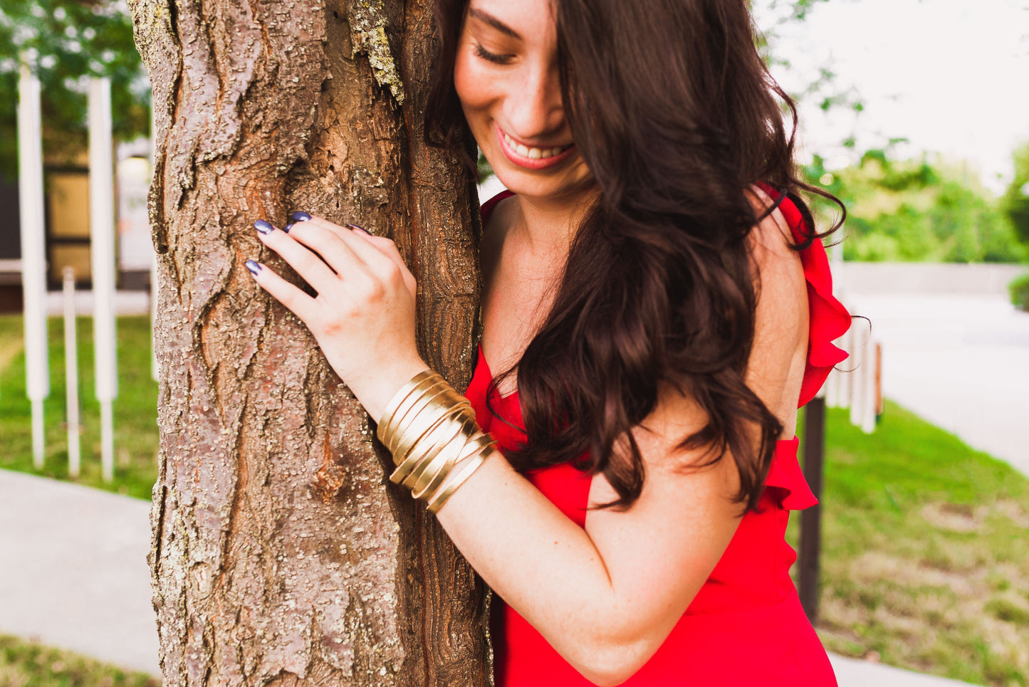 Leather Bracelet / Original Sliced Wrap Cuff / Strawberry Jelly