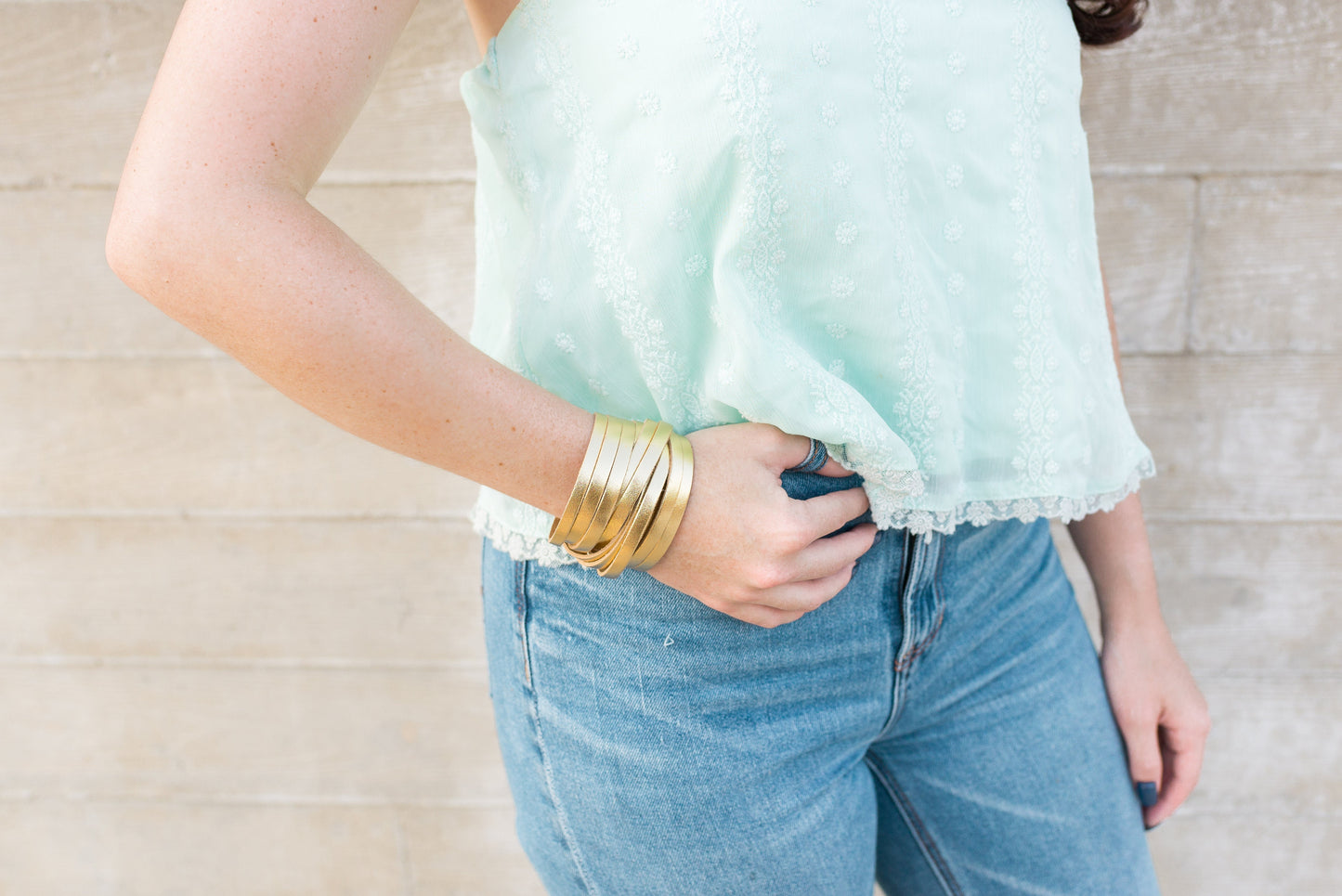 Leather Bracelet / Original Sliced Wrap Cuff / Abstract Floral Cork