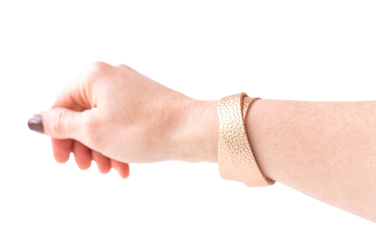 Leather Bracelet / Slim Wrap Cuff / Soft Copper
