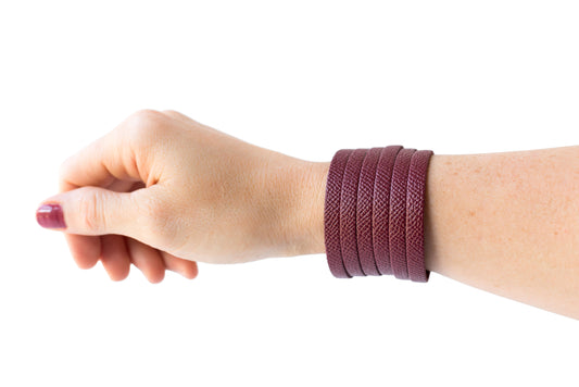 Leather Bracelet / Original Sliced Cuff / Cabernet