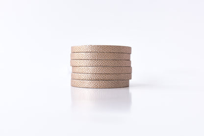 Leather Bracelet / Original Sliced Cuff / White Gold
