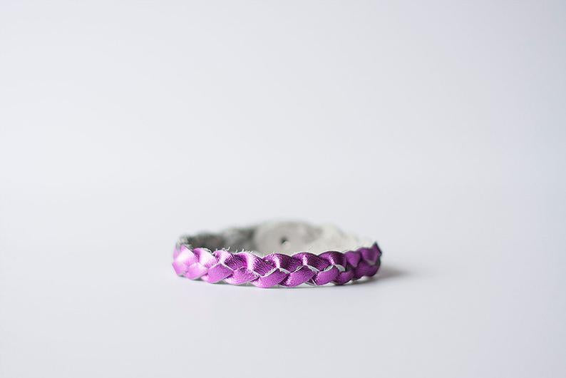 Braided Leather Bracelet / Japanese Pink
