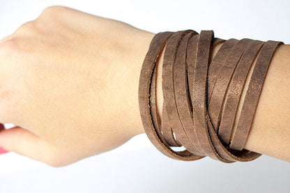 Leather Bracelet / Original Sliced Wrap Cuff / Earthen
