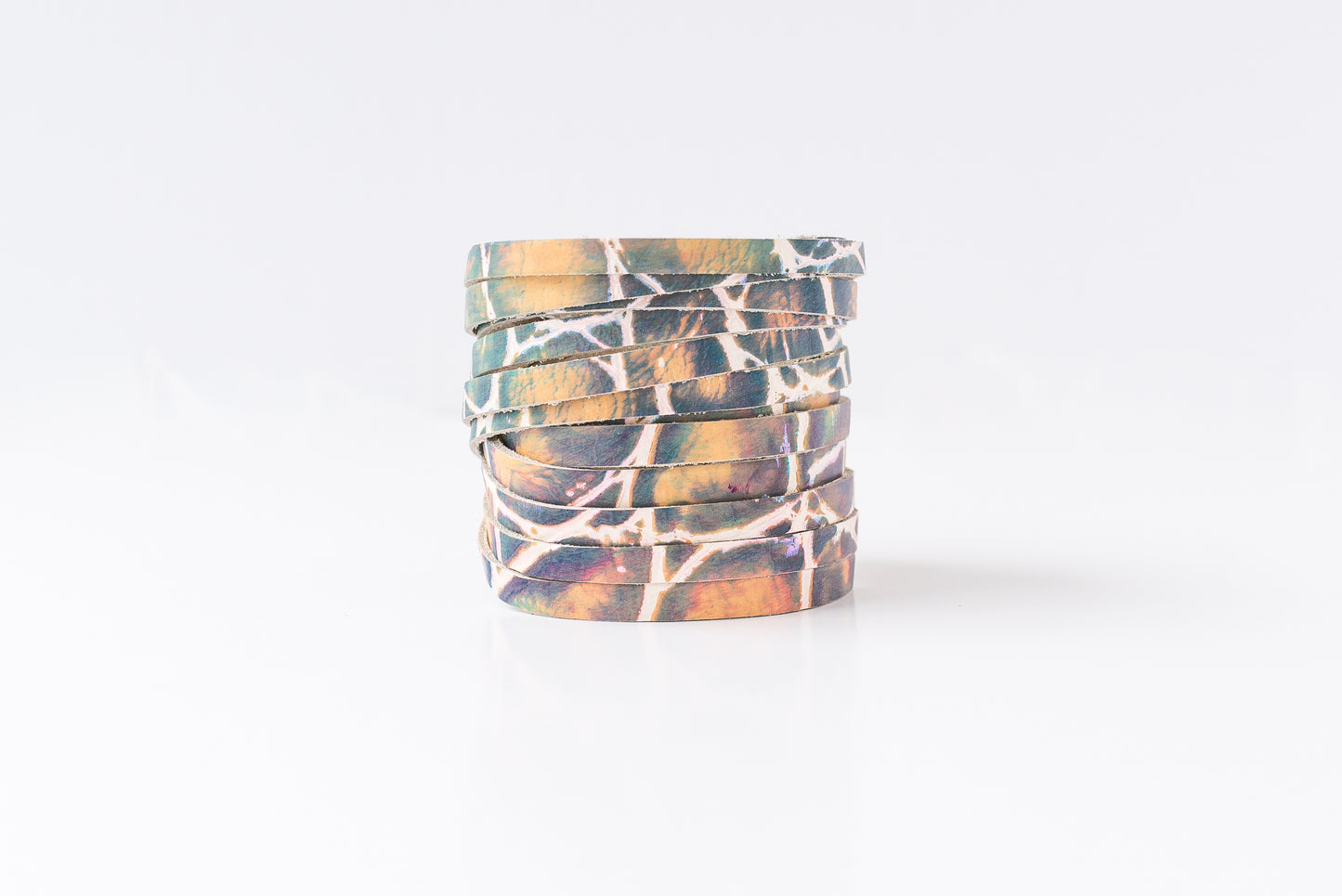 Leather Bracelet / Original Sliced Wrap Cuff / Prism Reptile