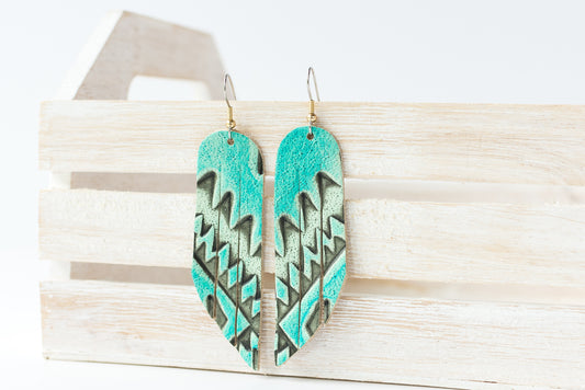 Leather Earrings / Fringe / Arizona Turquoise