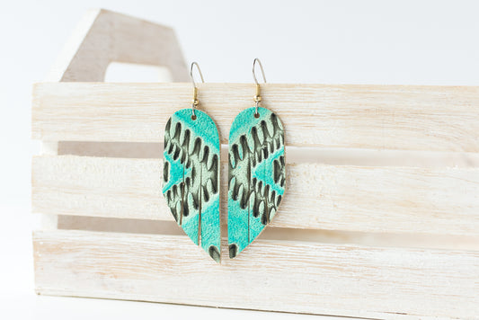 Leather Earrings / Mini Fringe / Arizona Turquoise