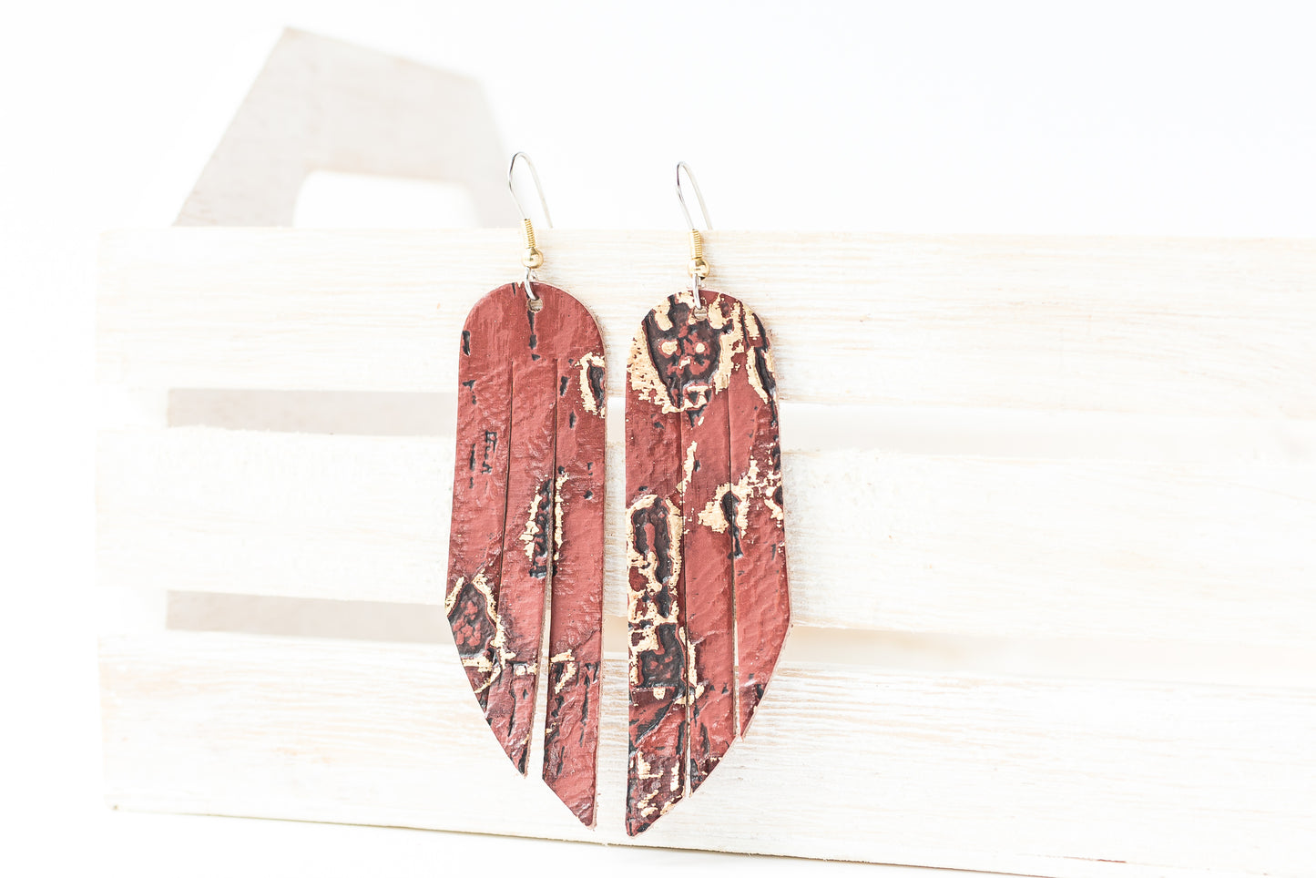 Leather Earrings / Fringe / Driftwood Oxide