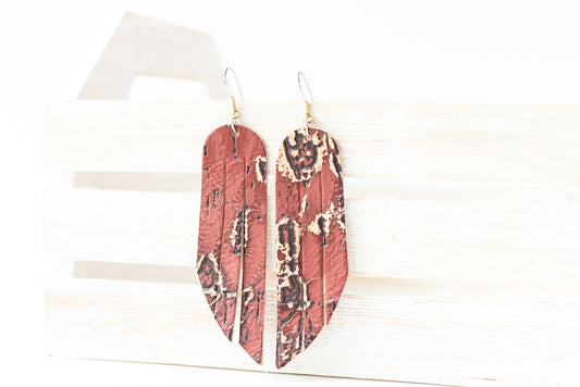 Leather Earrings / Fringe / Driftwood Oxide